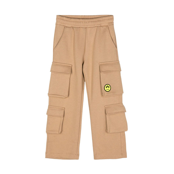 Unisex Beige Logo-Stamp Cargo Trouser