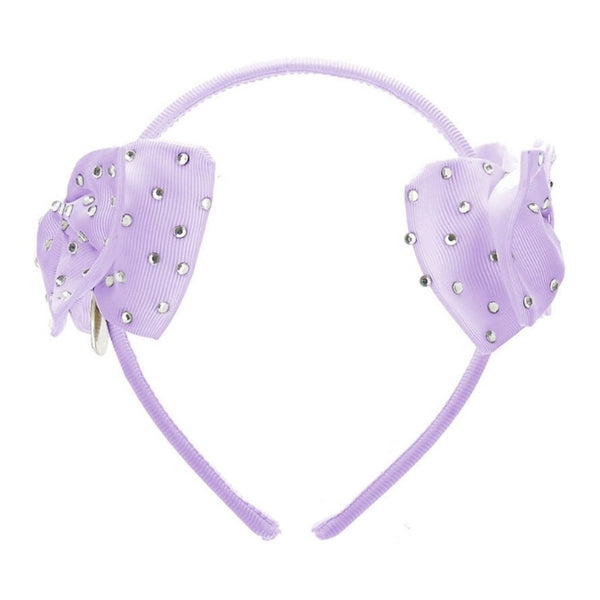Girls Purple Double Bow Hairband