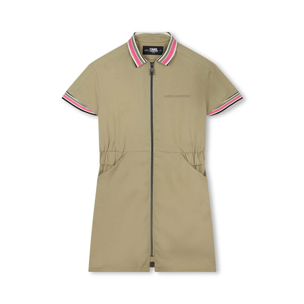 Girls Khaki Green Lyocell Zip-Up Dress