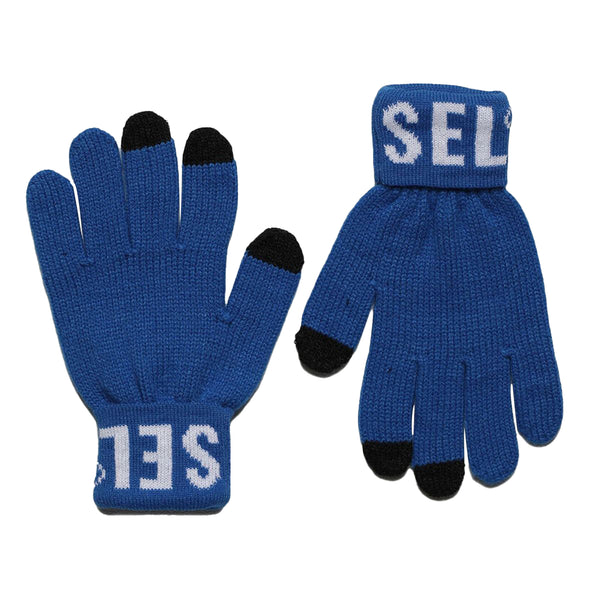 Unisex Blue Logo-Print Winter Gloves