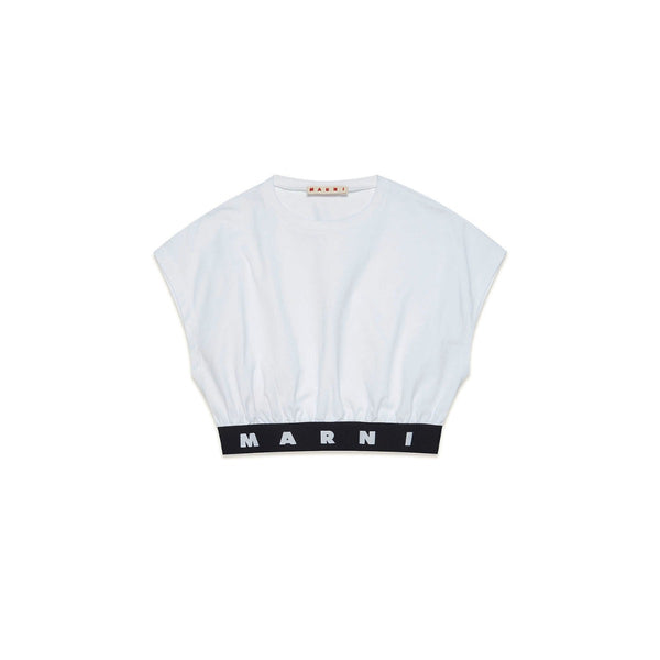 Girls White Low Sleeved Jersey Top