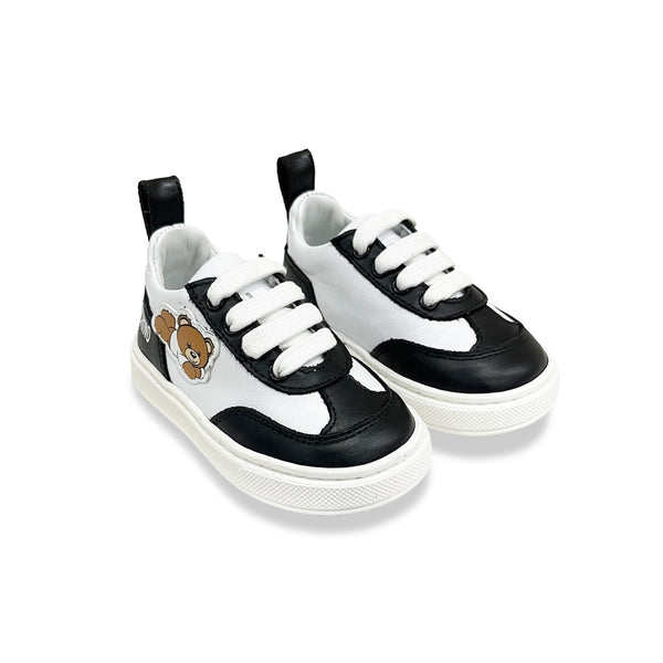 Boys White & Black Lo-Top Teddy Sneaker