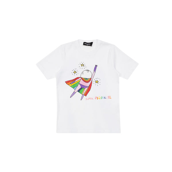 Girl White Printed T-Shirt