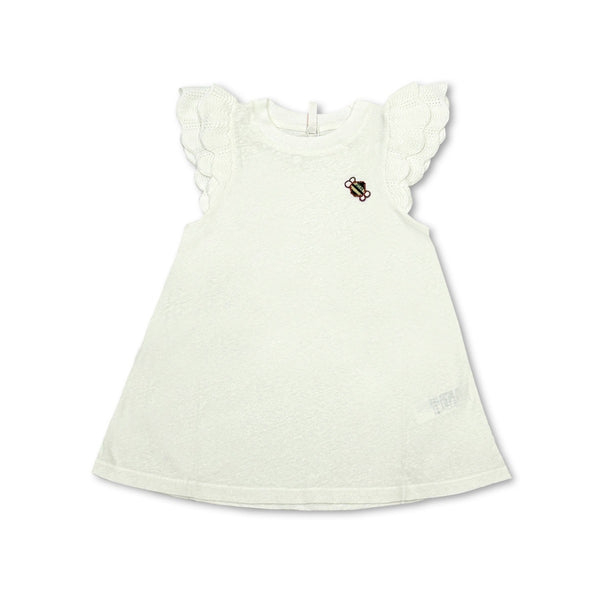 Girls White Frill Sleeve Dress