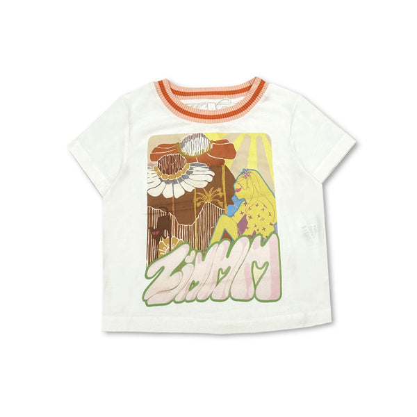 Kids White Junie Printed Half Sleeves T-Shirt