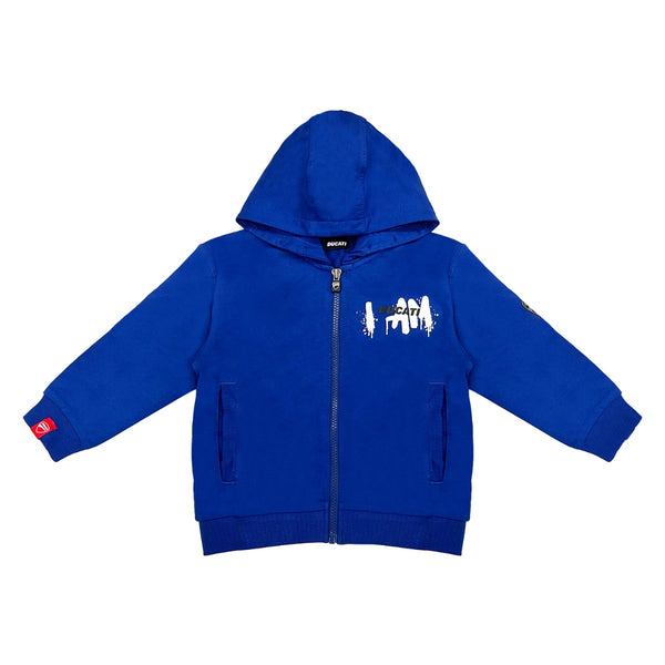 Boys Blue Zip-Up Logo-Print Hoodie