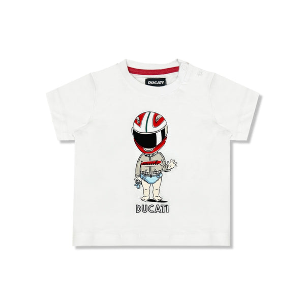 Baby Boys White Printed Cotton T-Shirt
