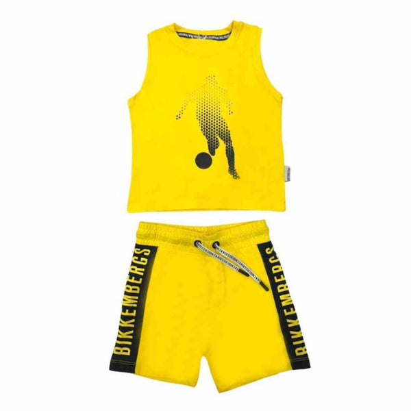 Boys Yellow Sleeveless Cotton Short Set