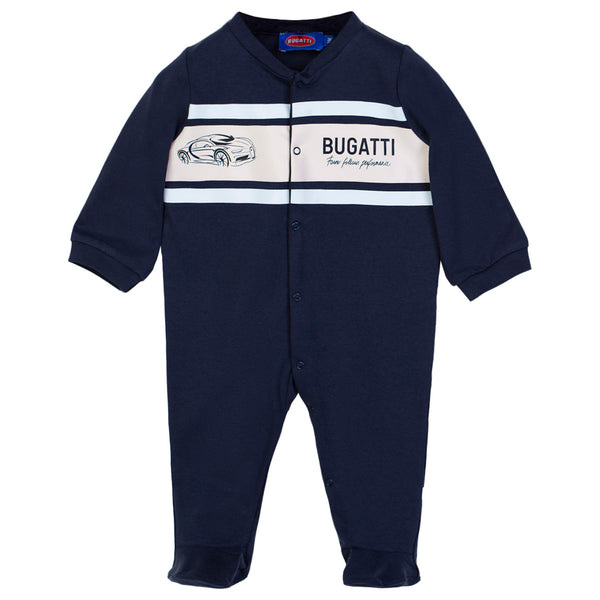 Baby Boys Navy Blue Logo-Print Romper