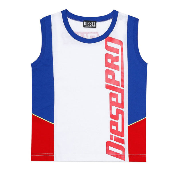 Boys White & Blue Colorblock T-shirt