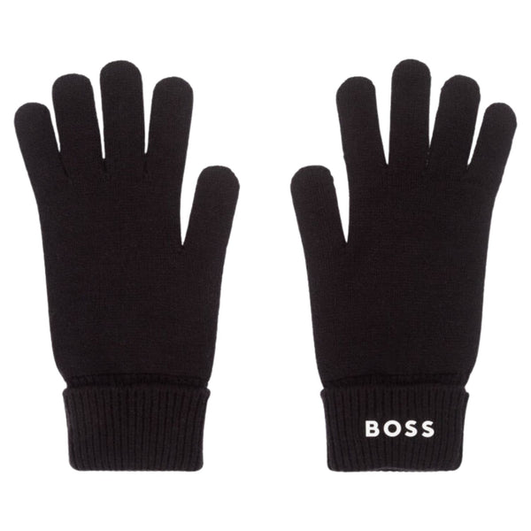 Unisex Black Knitted Gloves with Logo