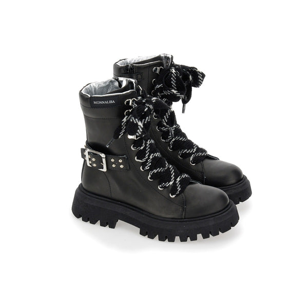 Girls Black Nubuck Leather Boots