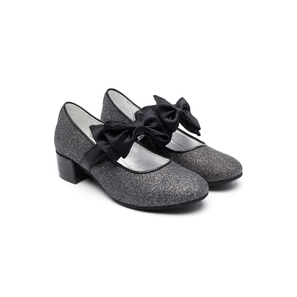 Girls Black Micro Glitter Ballet Flats