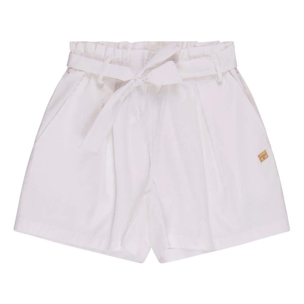 Girls White Cotton Shorts