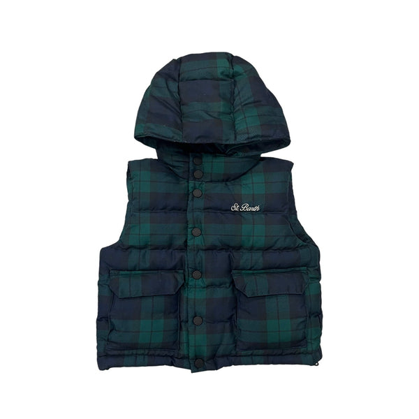 Boys Blue & Green Puffer Jacket With Hood