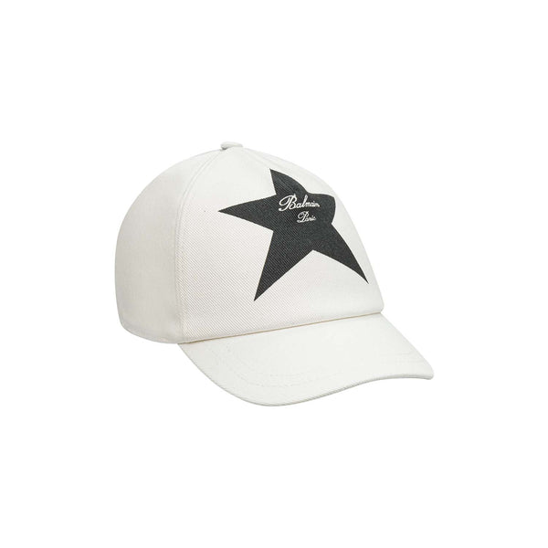 Kids White Star-Patch Logo Cap