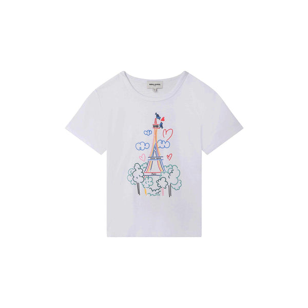 Girls White Eiffel Tower T-Shirt
