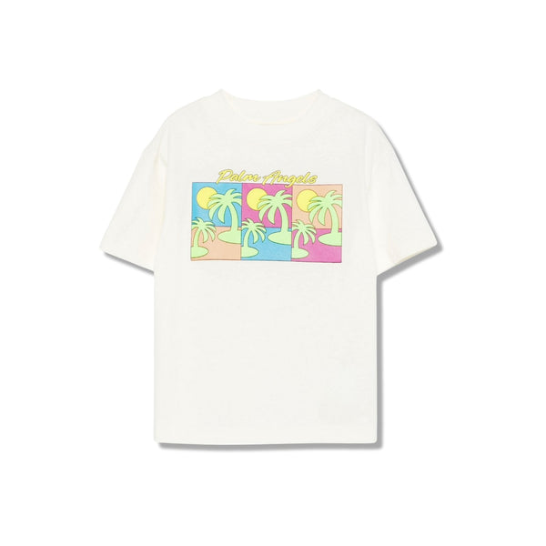 Girls Ivory Triple Pop Palm Cotton T-Shirt