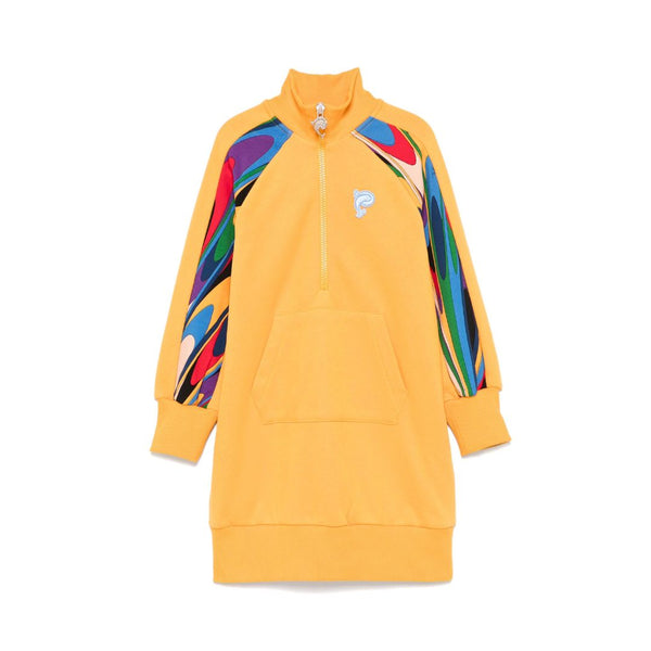 Girls Yellow Sweater Dress With Pouch Pockets