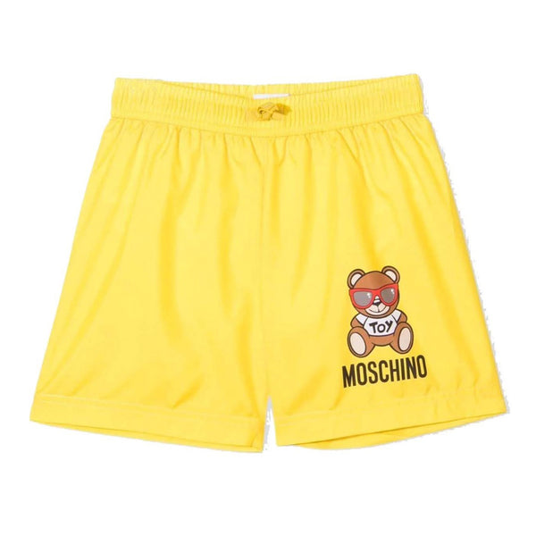 Teddy Print Swim Shorts-Yellow