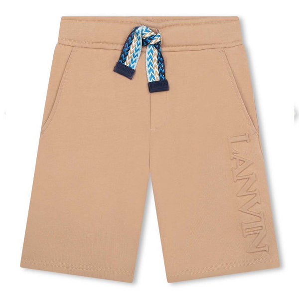 Boys Beige Logo-Embossed Cotton Shorts