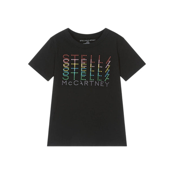 Girls Black Logo-Print Cotton T-Shirt