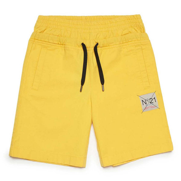 Boys Yellow Double Waist Canvas Shorts