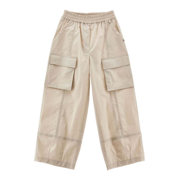 Girls Beige Parachute Canvas Cargo Trouser