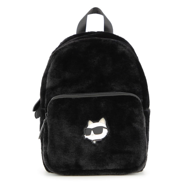 Girls Black Fur Backpack