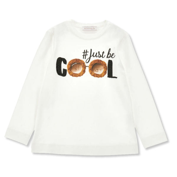 Girls Cream Logo-Print T-Shirts