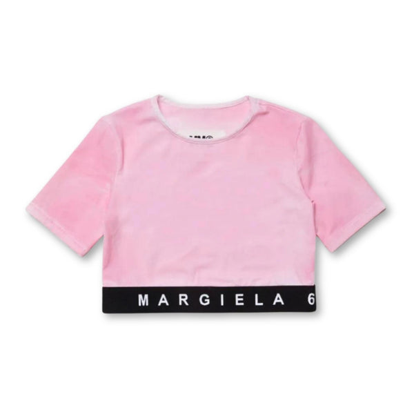 Girls Pink Logo-Print Distressed-Finish T-shirt