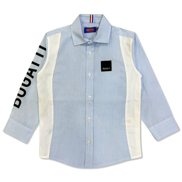 Boys Blue Logo-Patch Cotton Shirt