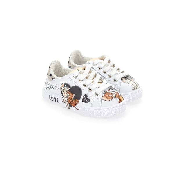 Girls White Bicast Jerry Sneakers