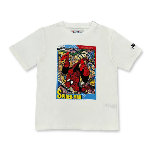Boys White Cotton Spiderman T-Shirt