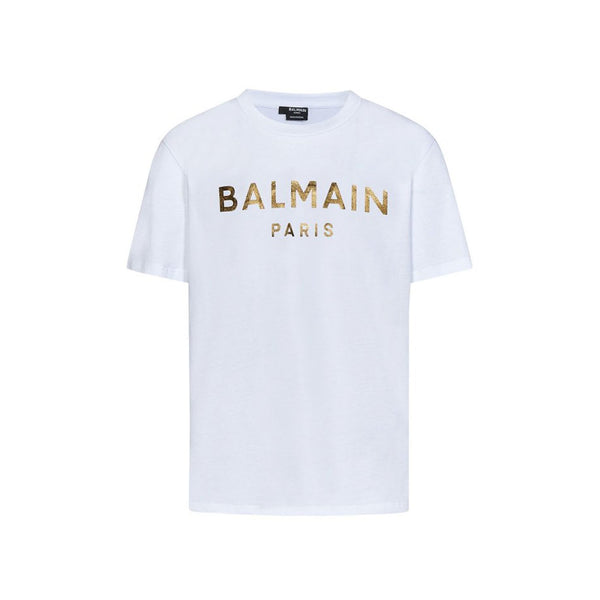 Kids White Logo Print Half Sleeves T-Shirt