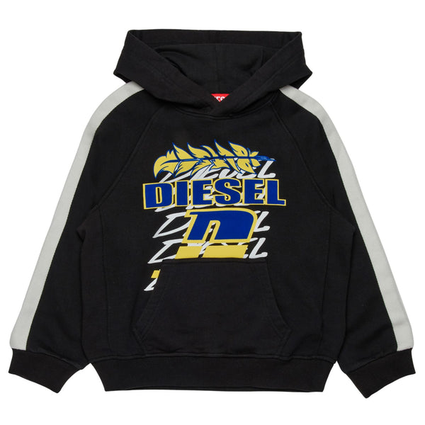 Boys Black Logo-Print Hoodie