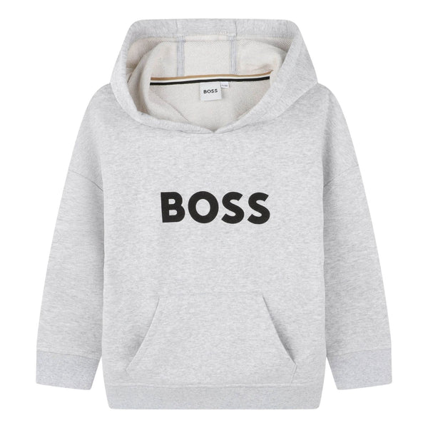 Boys Grey Logo-Print Hoodie
