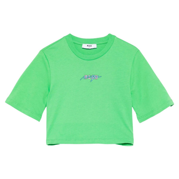 Girls Green Logo Crop Top