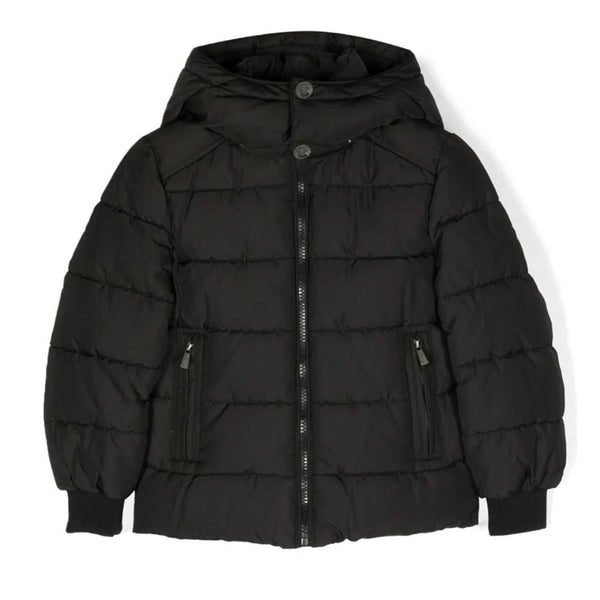 Boys Black Padded Hooded Jacket