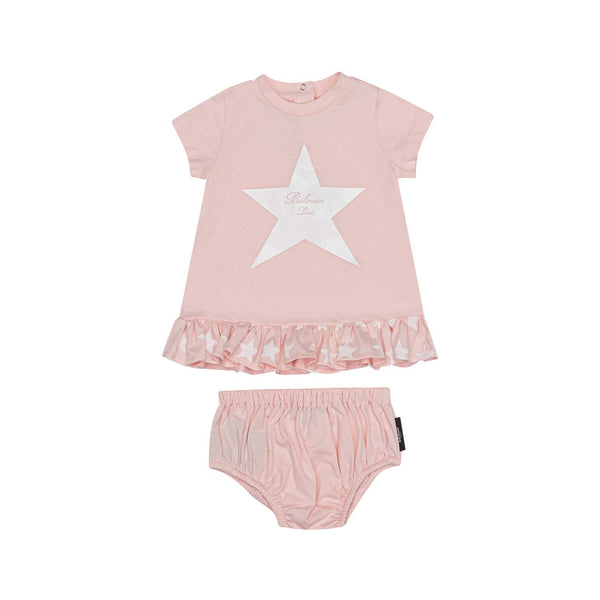 Baby Girls Pink Star-Print Cotton Dress