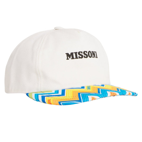 Unisex White Cotton Zigzag Cap