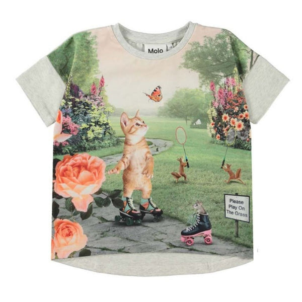 Girls Grey Marl Kitten T-Shirt