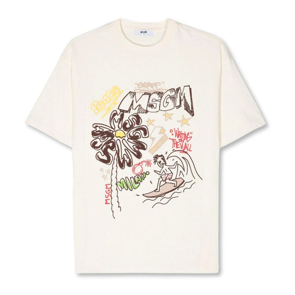 Boys Cream Logo-Print Cotton T-shirt