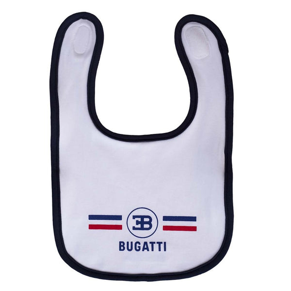 Baby Boys Logo White Bib with Flag Stripes