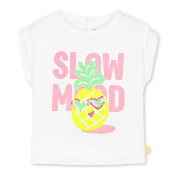 Girls White Sleeveless Pineapple T-Shirt
