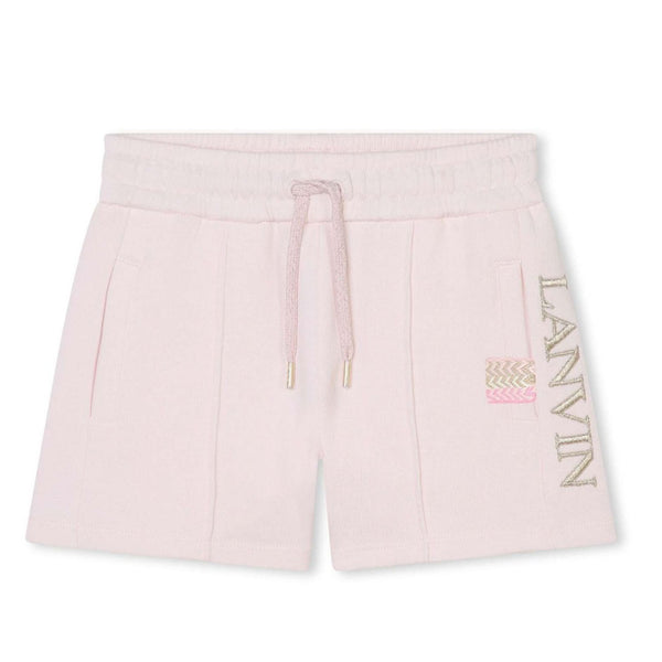 Girls Light Pink Logo-Embroidered Cotton Shorts