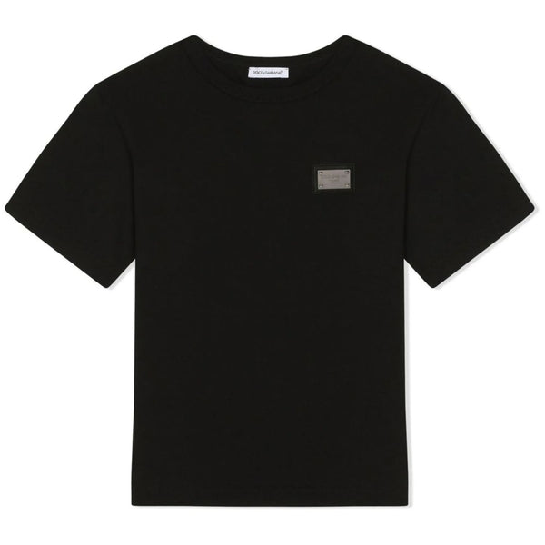 Boys Black Logo-Plaque T-Shirt