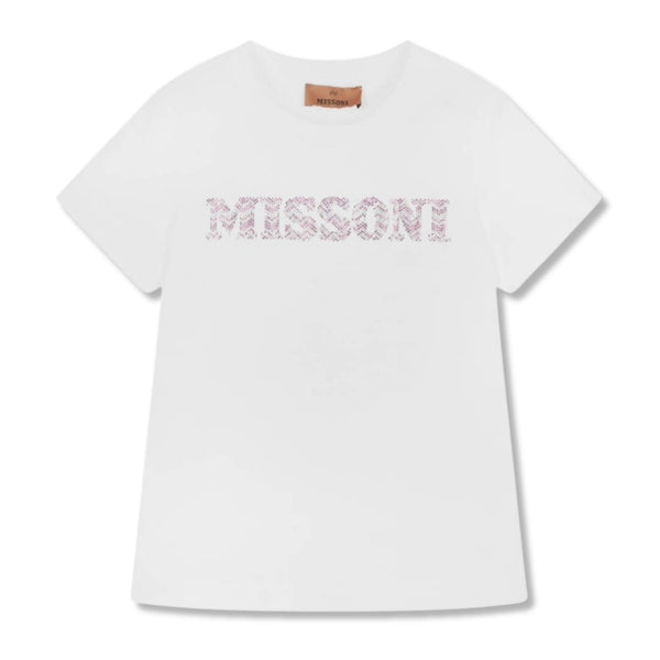 Girls White Half Sleeves Cotton T-shirt