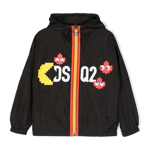 Kids Black Lightweight Hooded Jacket