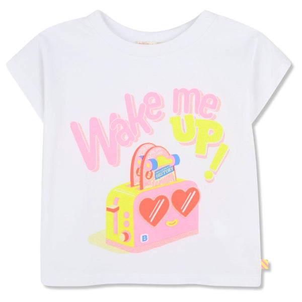 Girls White Wake Me Up Print T-Shirt